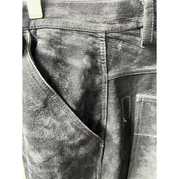 Black faux suede Pants By Virgola Uomo 40 100% Polyester Made In Korea - Picture 3 of 16